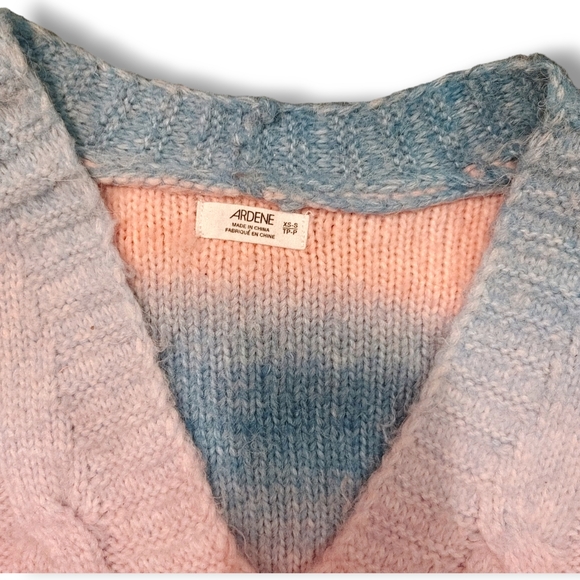 ARDENE - Knitted Pink & Blue Pastel Striped Button Up Cardigan Pastel Goth XS - Picture 2 of 9